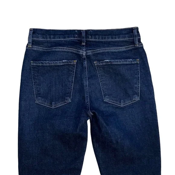 AGOLDE Sophie Dark Blue Wash Denim High Rise Raw Hem Crop Skinny Jeans Size 26 - Picture 4 of 11